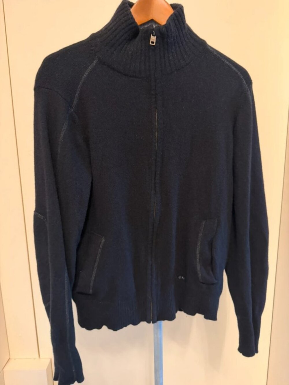 Men's Navy Full Zip Knit Cardigan Sweater Size M